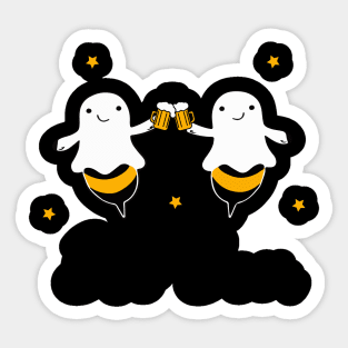 Funny Boo Beer Couples Halloween Sticker